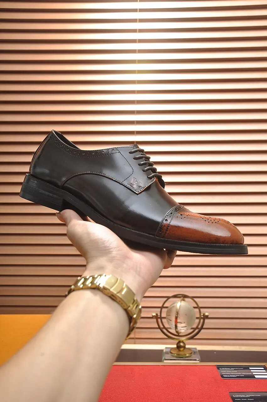 Men's shoes💰460💶【LOUIS VUITTON】(sheepskin lining) new cowhide LV formal shoes🎩🎩❗️🆘made one to one at the counter🎩original quality, imported cowhide upper➕full sheepskin lining➕original rubber outsole, {high quality visible}👣Size: 38-45 (45 custom-made)